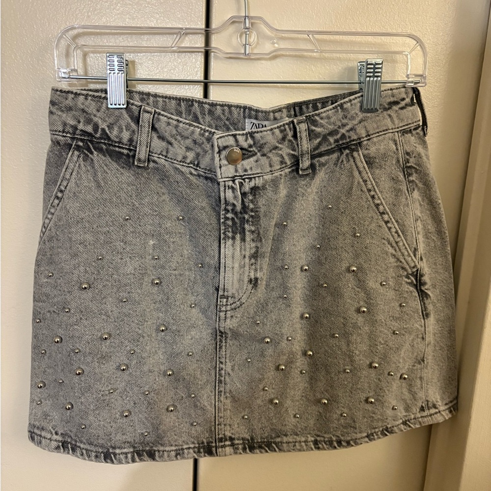 Zara Gray Denim Skirt